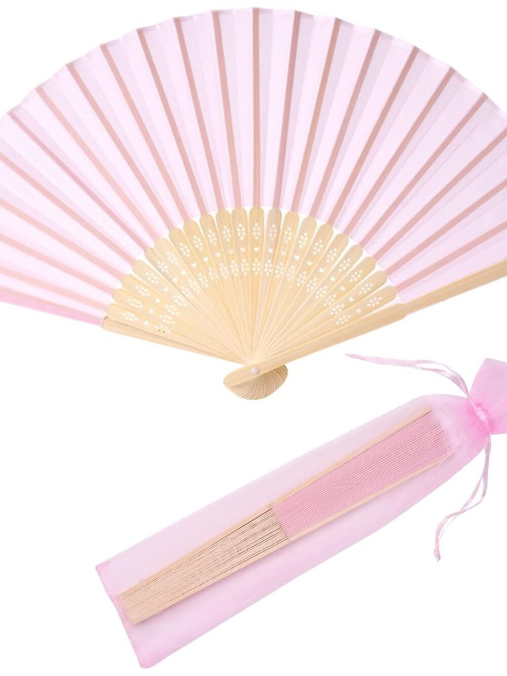 24pcs Imitated Silk Hand Fan Imitated Silk Fabric Bamboo Handheld Folded Fan Bri